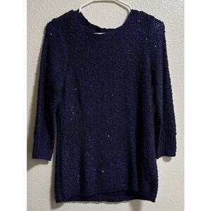 Chico's Sequin Sweater Pullover Festive Glam Purple Whimsy Women’s Size 0 Small
